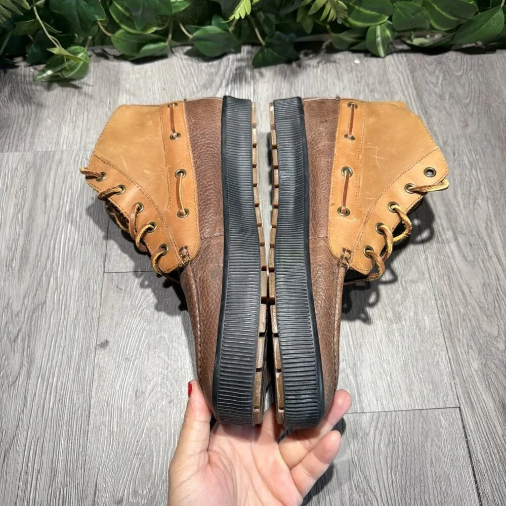Polo Ralph Lauren Delmont Mens 11.5 Shoes Brown Leather Lace Up Ankle Boots Vtg